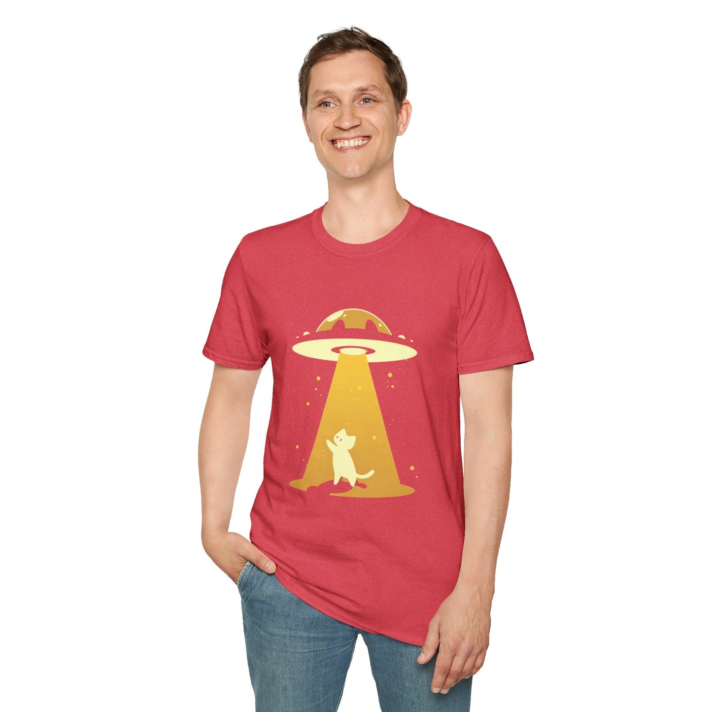 Unisex Softstyle T-Shirt "UFO and Cat"