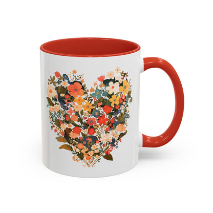 Accent Coffee Mug (11, 15oz) "Heart Flower"