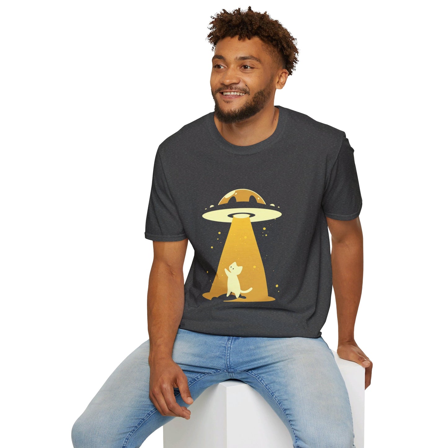 Unisex Softstyle T-Shirt "UFO and Cat"