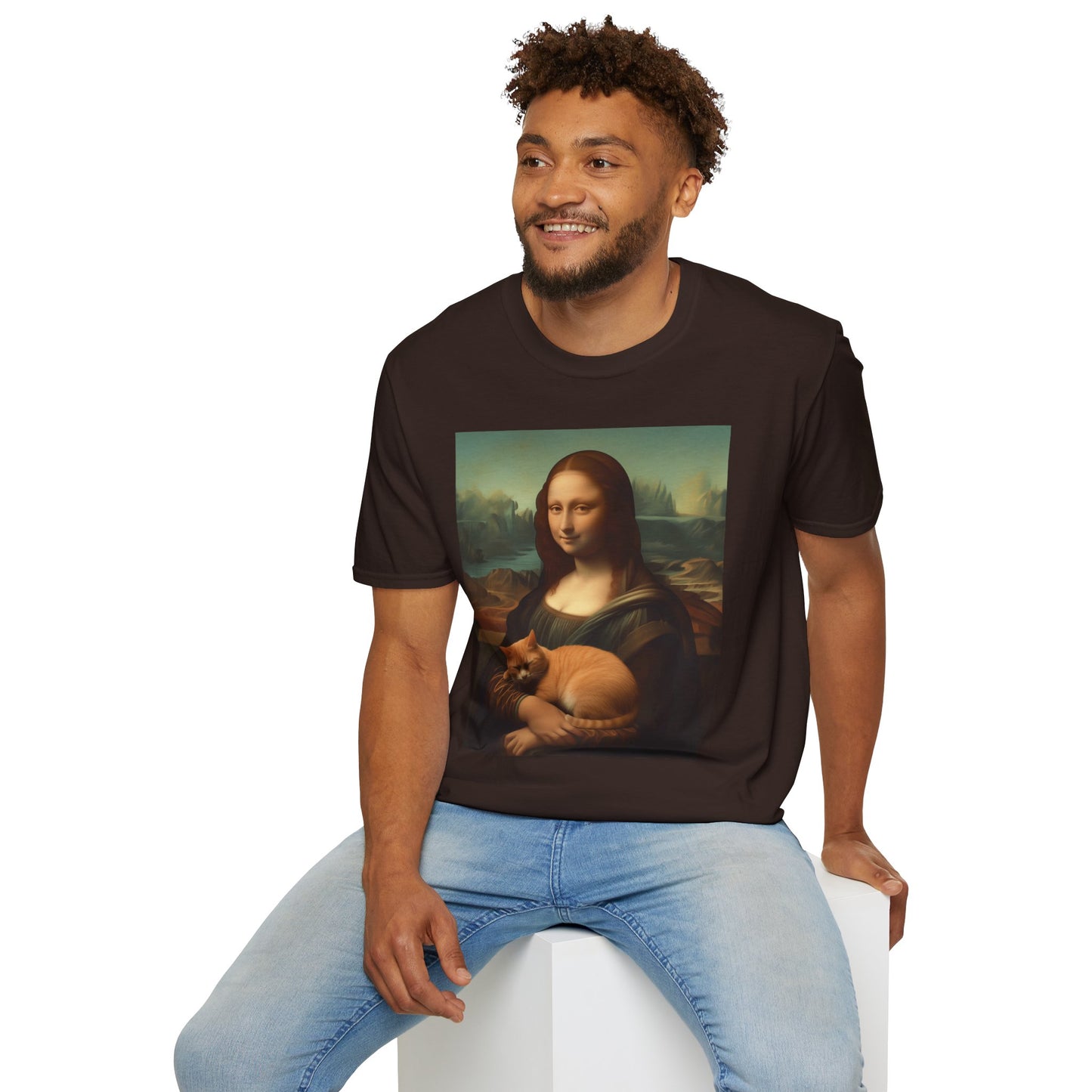 Unisex Softstyle T-Shirt "Mona Lisa and the Cat"