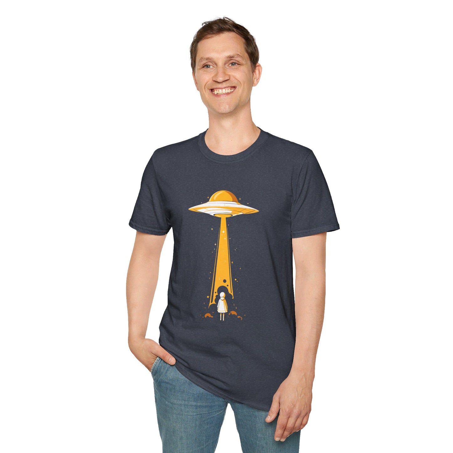 Unisex Softstyle T-Shirt "UFO and Girl"