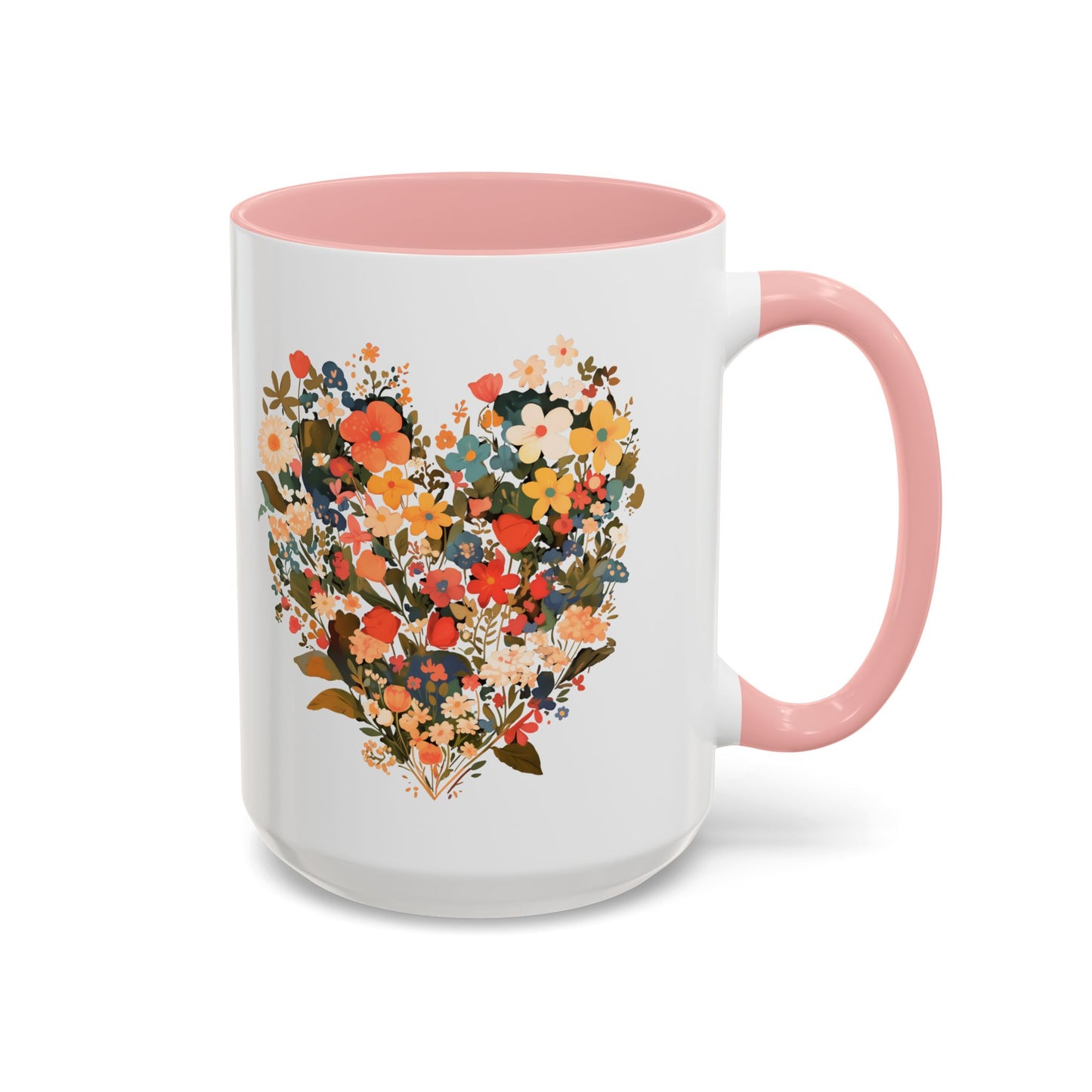 Accent Coffee Mug (11, 15oz) "Heart Flower"