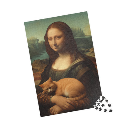 Jigsaw Puzzle "Mona Lisa and the Cat" (520, 1014-piece) Joke Art Series