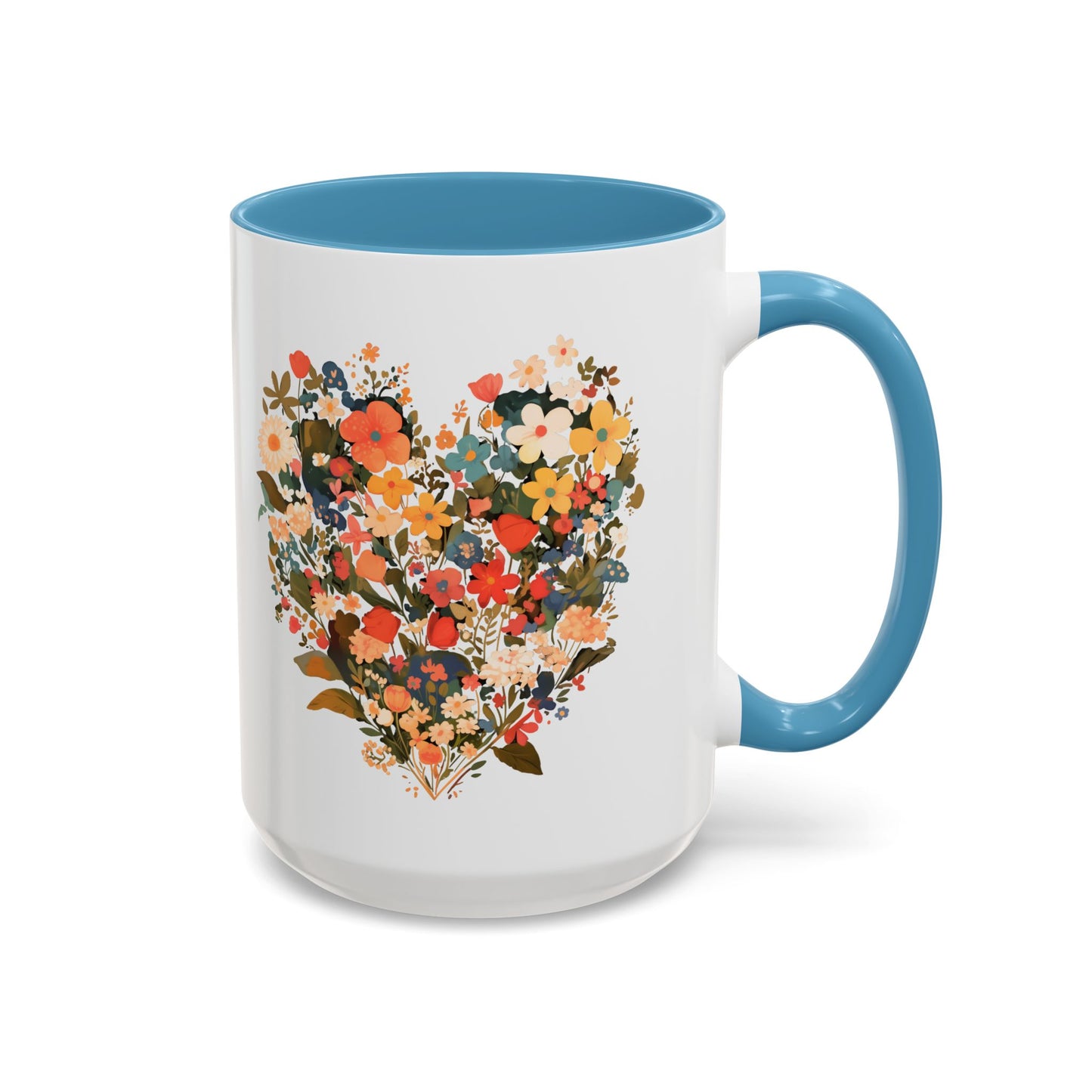 Accent Coffee Mug (11, 15oz) "Heart Flower"