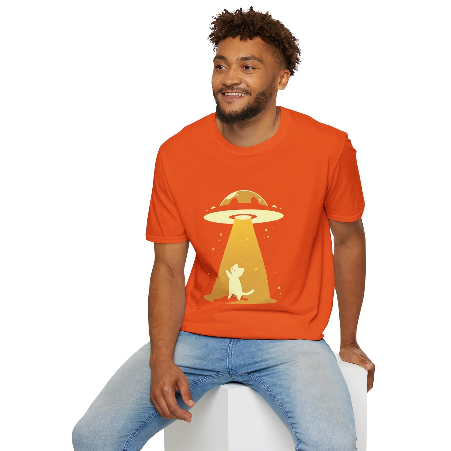 Unisex Softstyle T-Shirt "UFO and Cat"