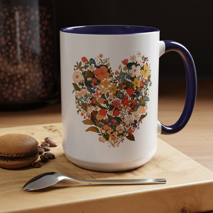 Accent Coffee Mug (11, 15oz) "Heart Flower"