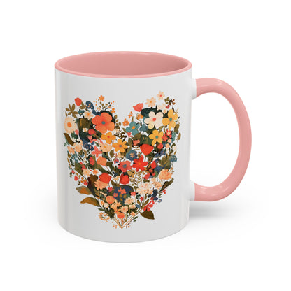 Accent Coffee Mug (11, 15oz) "Heart Flower"