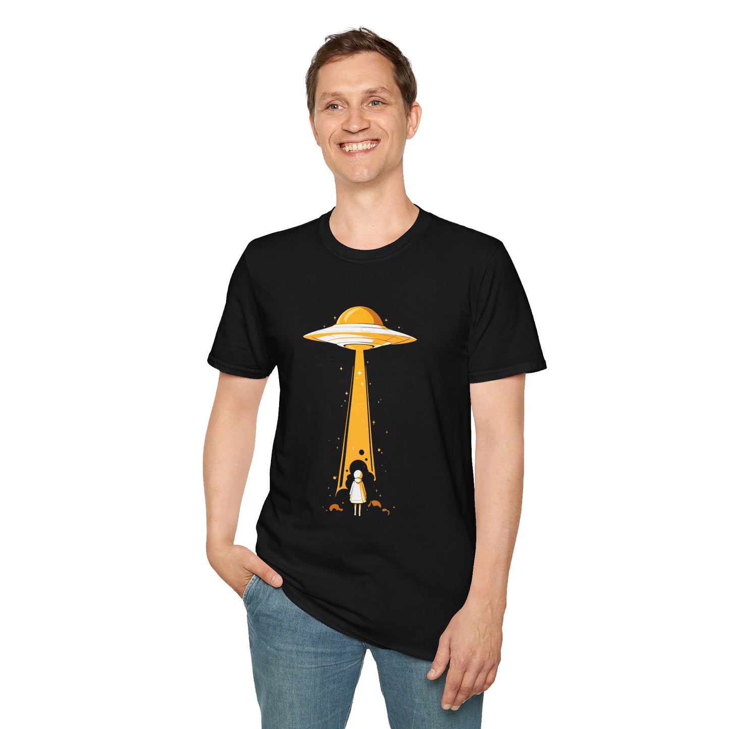 Unisex Softstyle T-Shirt "UFO and Girl"