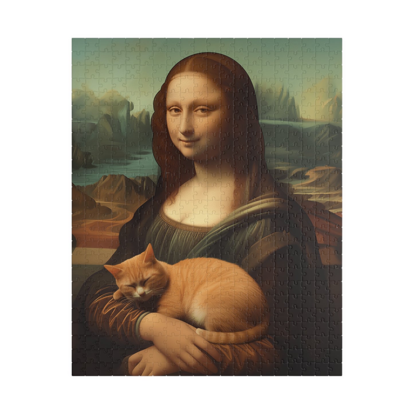 Jigsaw Puzzle "Mona Lisa and the Cat" (520, 1014-piece) Joke Art Series