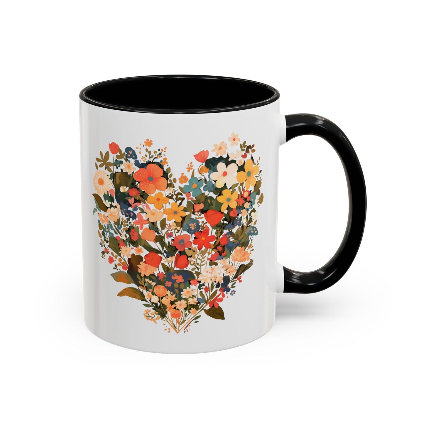 Accent Coffee Mug (11, 15oz) "Heart Flower"