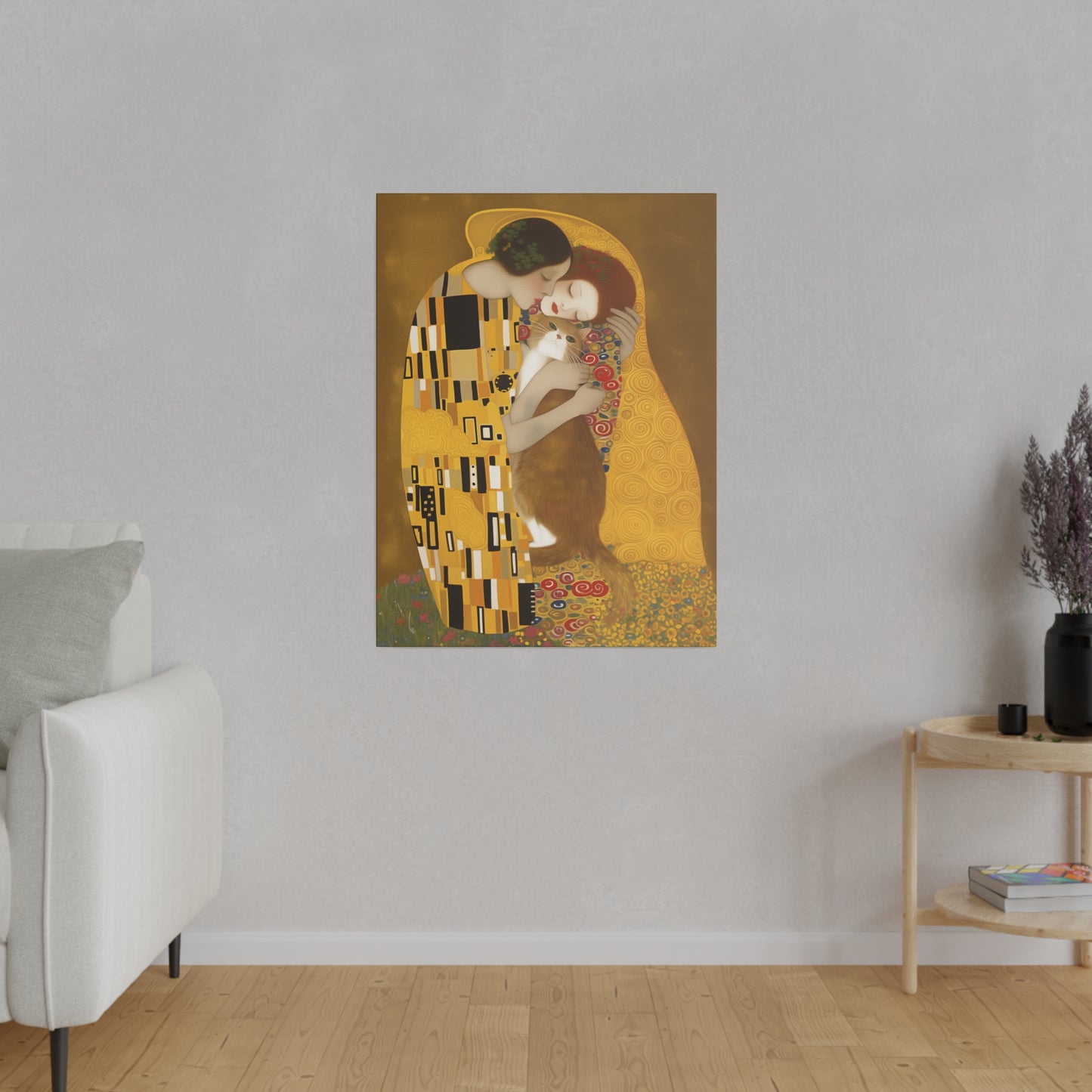 Matte Canvas "The Kiss and the Cat" Stretched, 0.75"