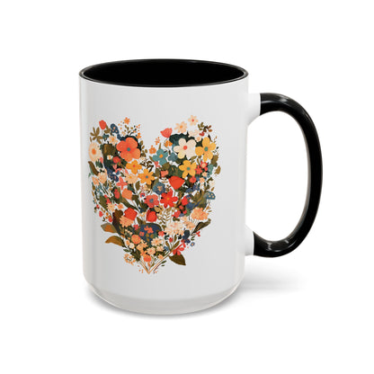 Accent Coffee Mug (11, 15oz) "Heart Flower"