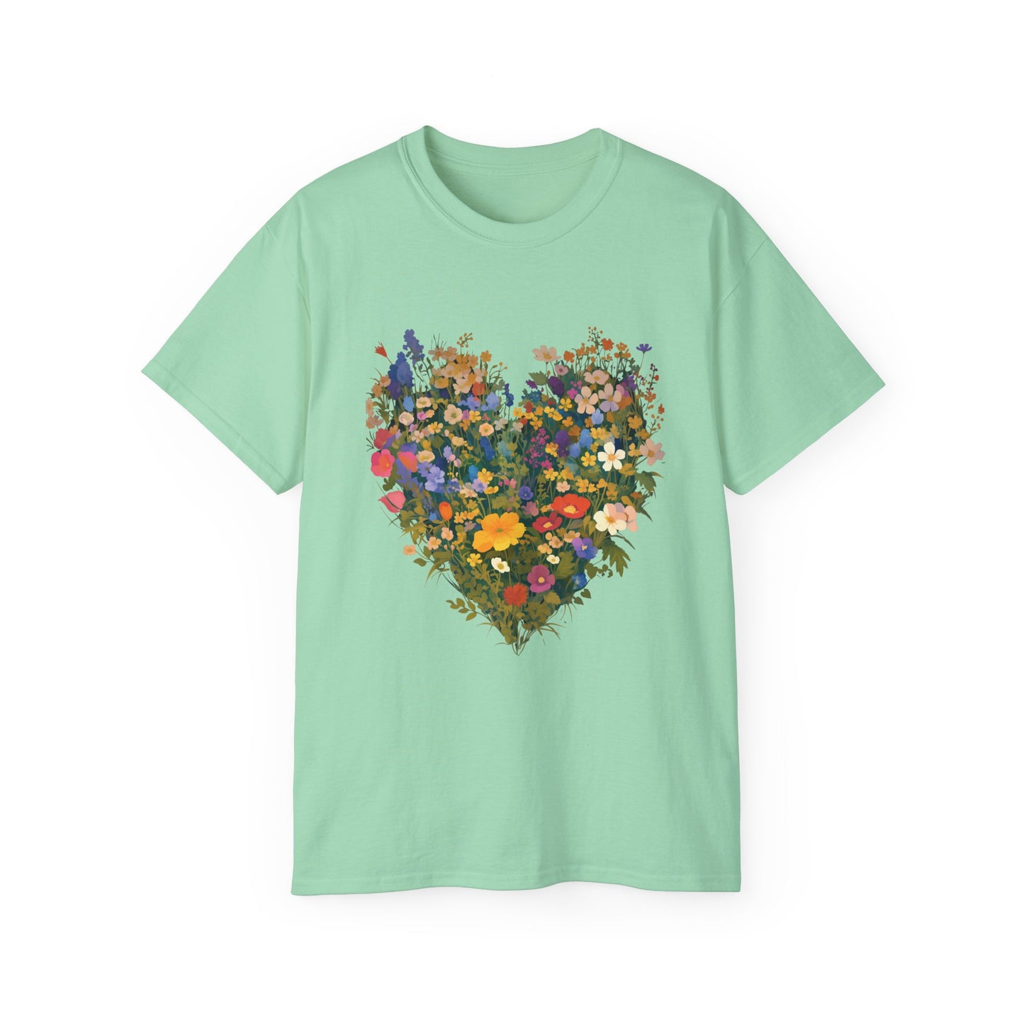 Unisex Ultra Cotton Tee "Botanical Flower Heart" T-Shirt