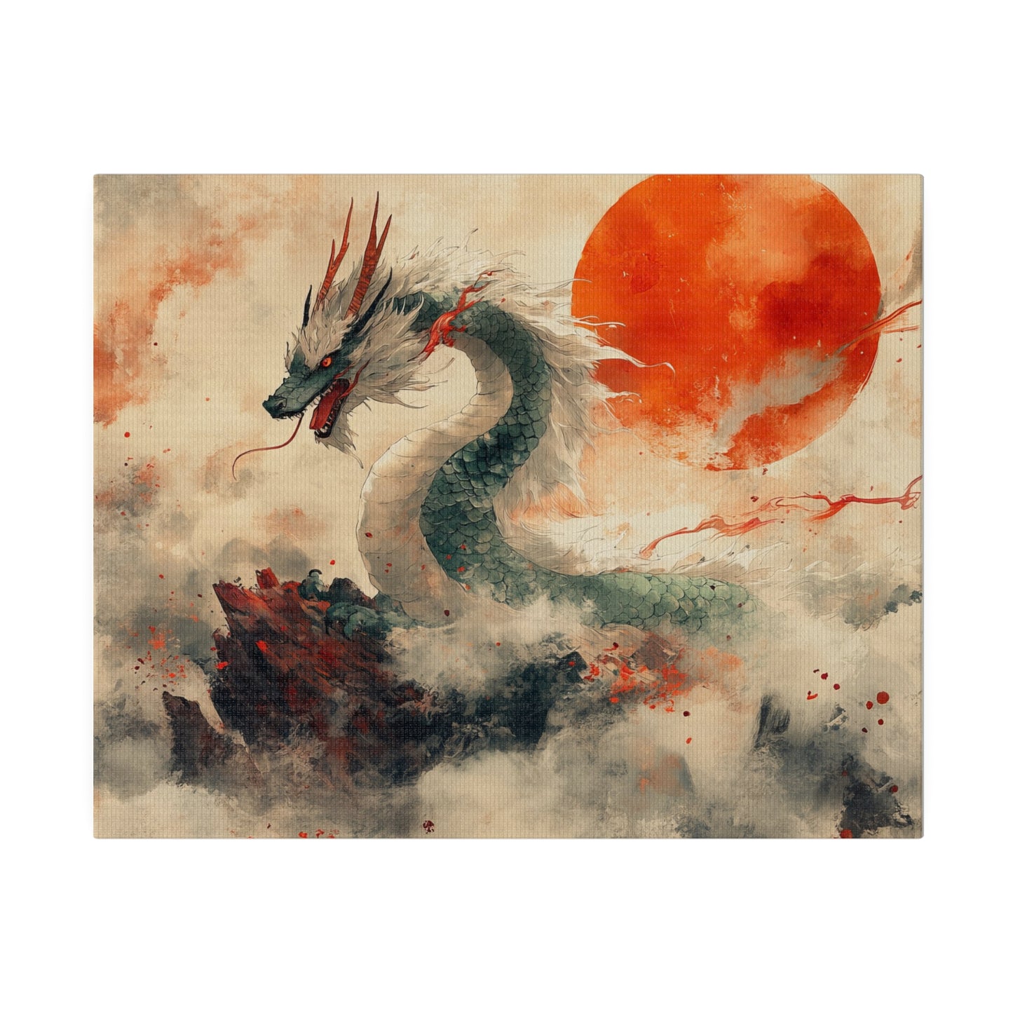 Matte Canvas "Ukiyoe Dragon" Stretched, 0.75"