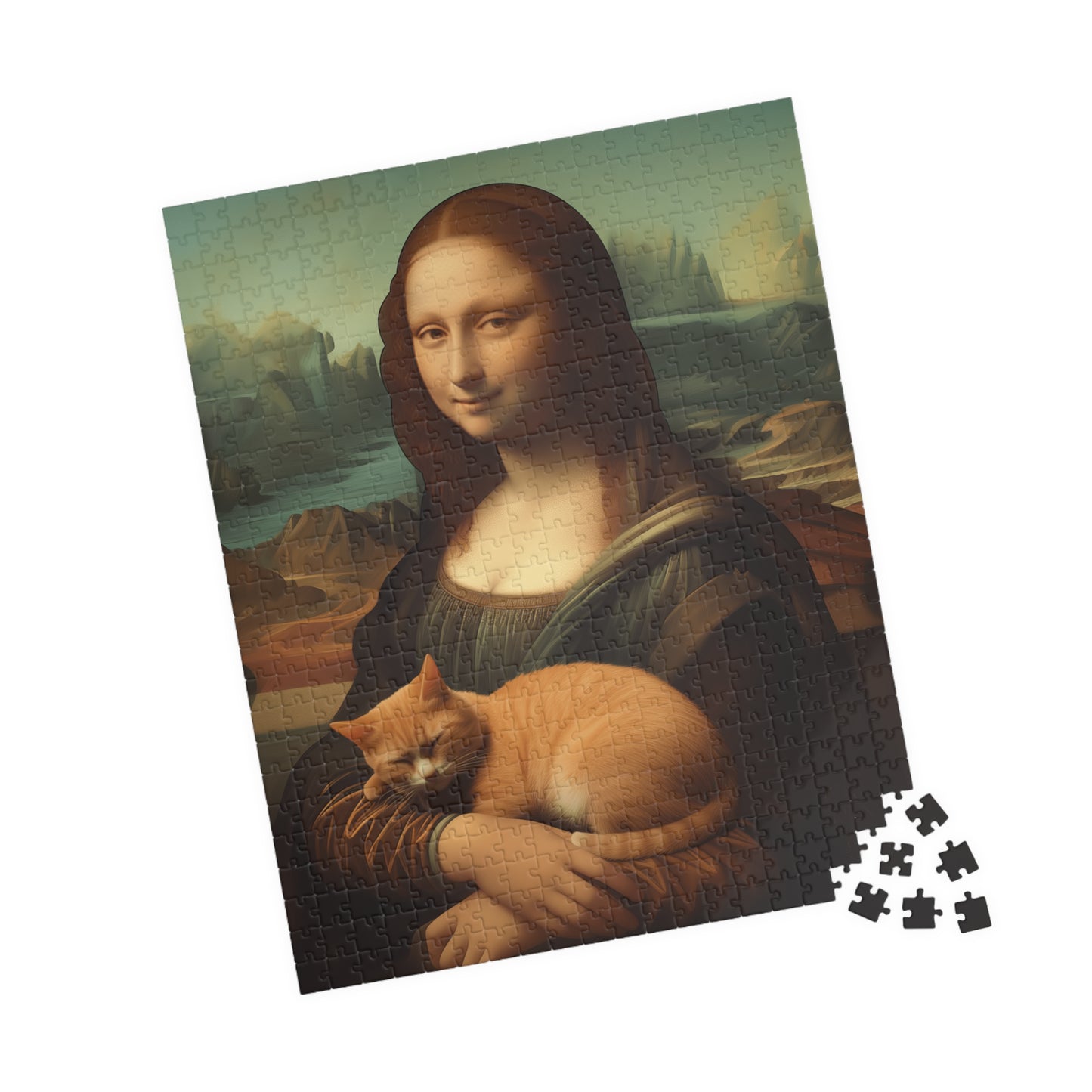 Jigsaw Puzzle "Mona Lisa and the Cat" (520, 1014-piece) Joke Art Series