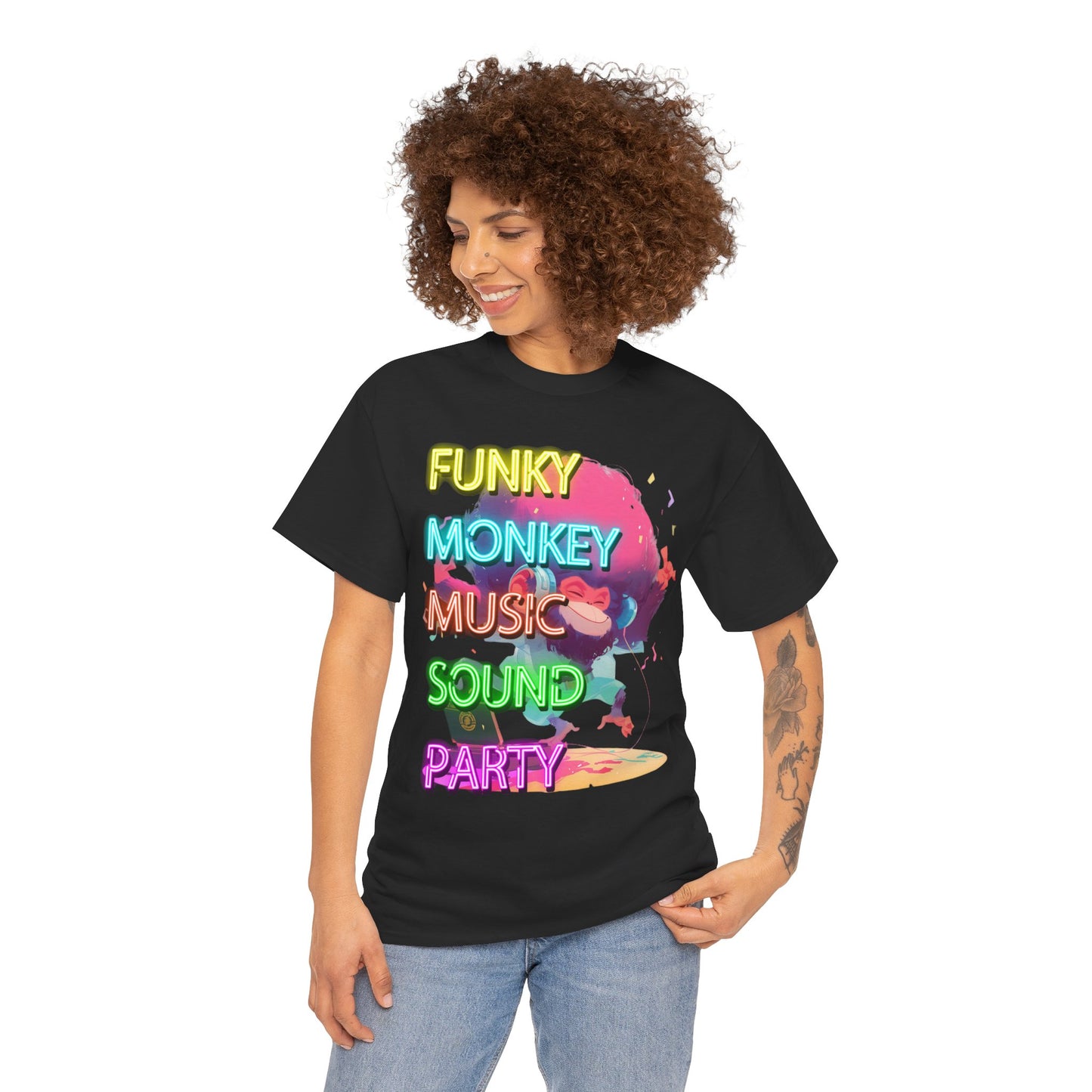 Unisex Heavy Cotton Tee "Funky Monkey Disco Music" T-Shirt