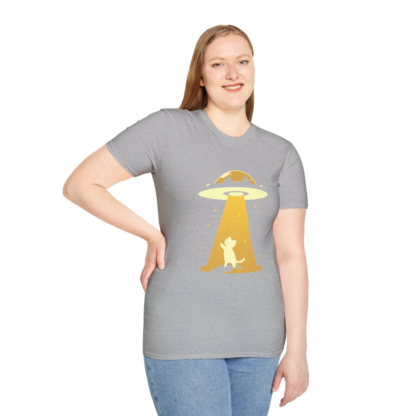 Unisex Softstyle T-Shirt "UFO and Cat"