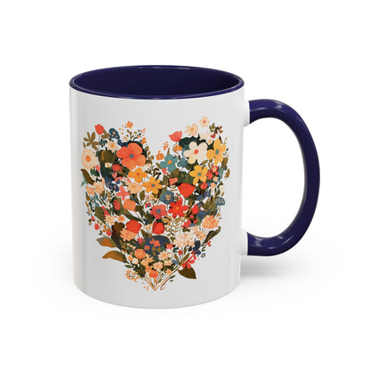 Accent Coffee Mug (11, 15oz) "Heart Flower"