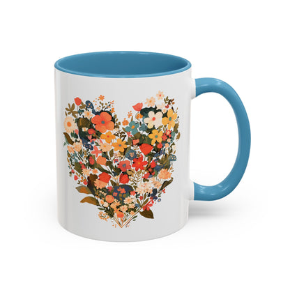 Accent Coffee Mug (11, 15oz) "Heart Flower"