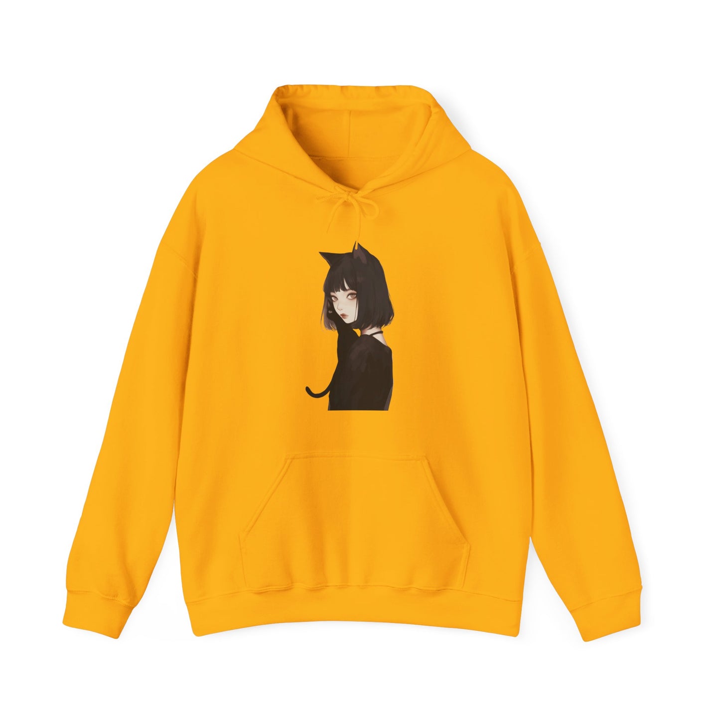 Unisex Heavy Blend™ Hooded Sweatshirt "Woman with Black Cat" Halloween Series