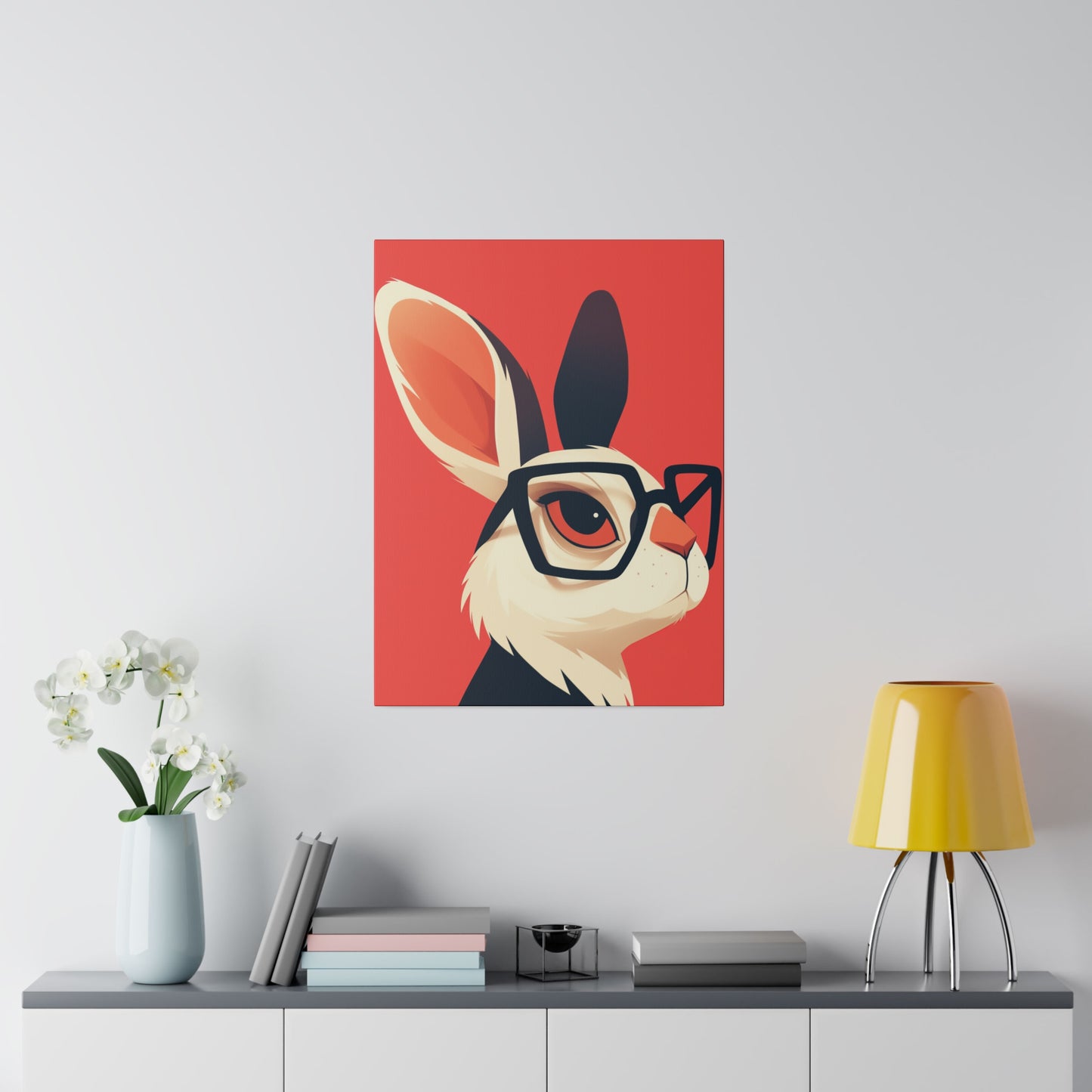 Matte Canvas "Rabbit with Glasses" Stretched, 0.75"