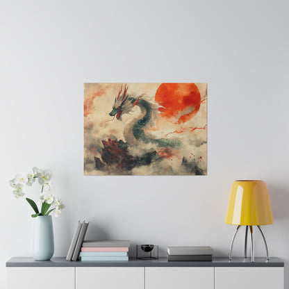 Matte Canvas "Ukiyoe Dragon" Stretched, 0.75"