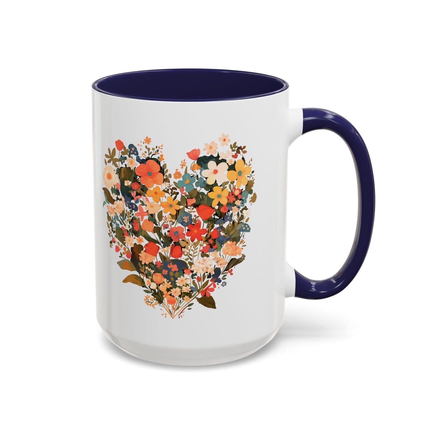 Accent Coffee Mug (11, 15oz) "Heart Flower"