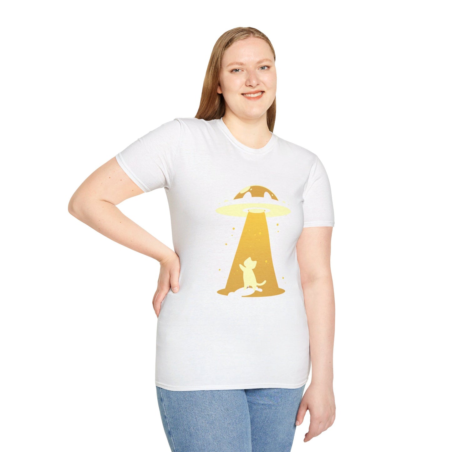 Unisex Softstyle T-Shirt "UFO and Cat"