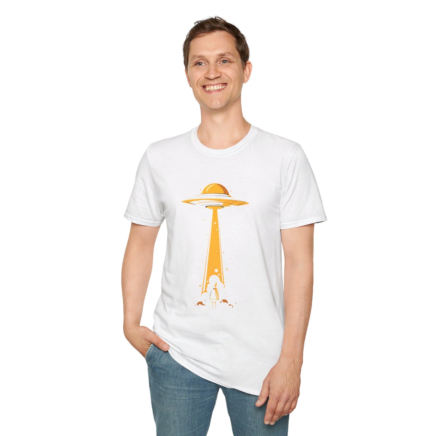 Unisex Softstyle T-Shirt "UFO and Girl"