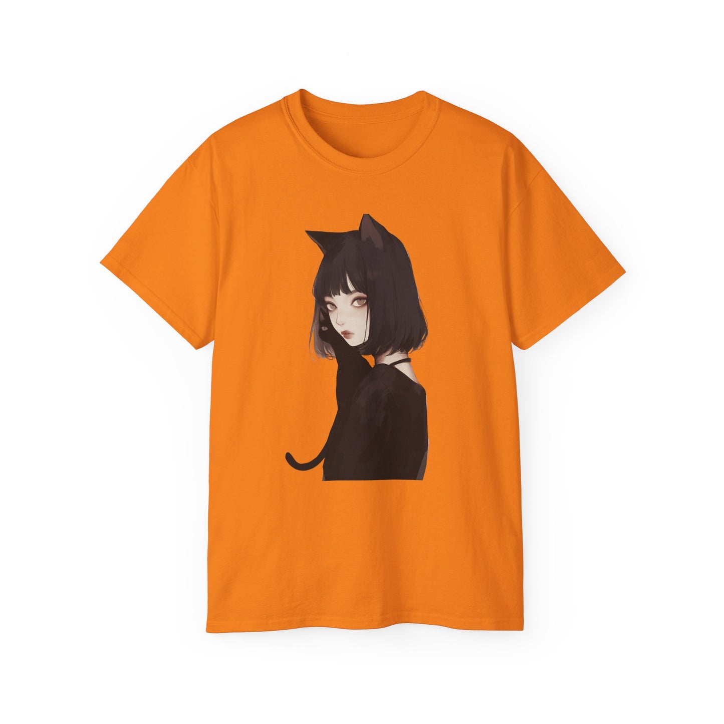 Unisex Ultra Cotton Tee "Woman with Black Cat" T-Shirt Halloween Series