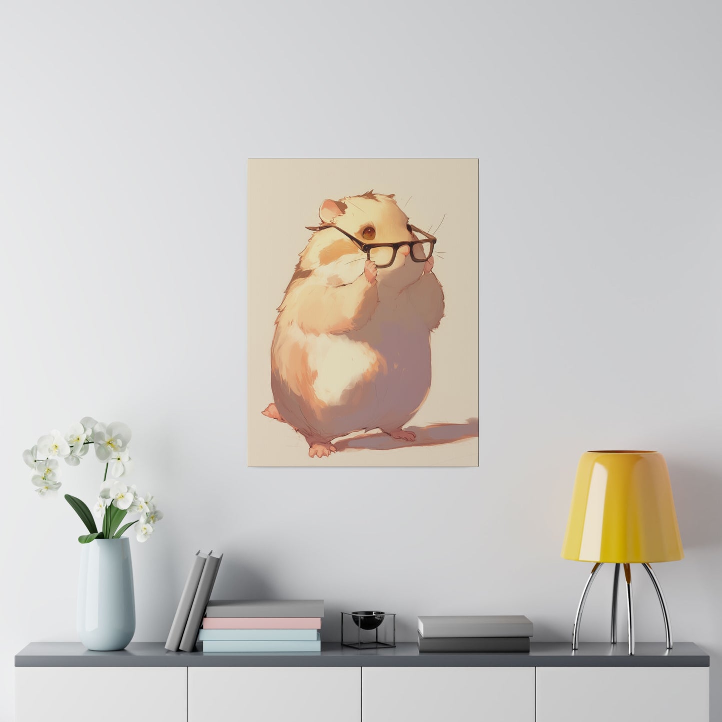 Matte Canvas "Hamster with Glasses" Stretched, 0.75"