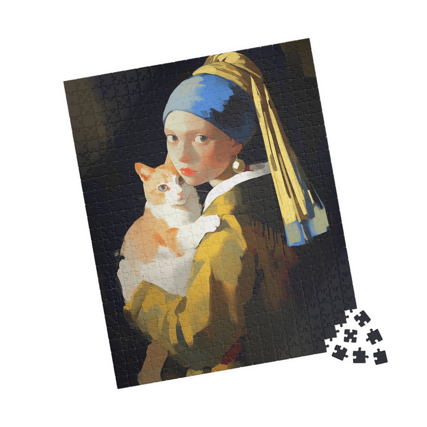 Jigsaw Puzzle "Cat and a Girl with a Pearl Earring" (520, 1014-piece)