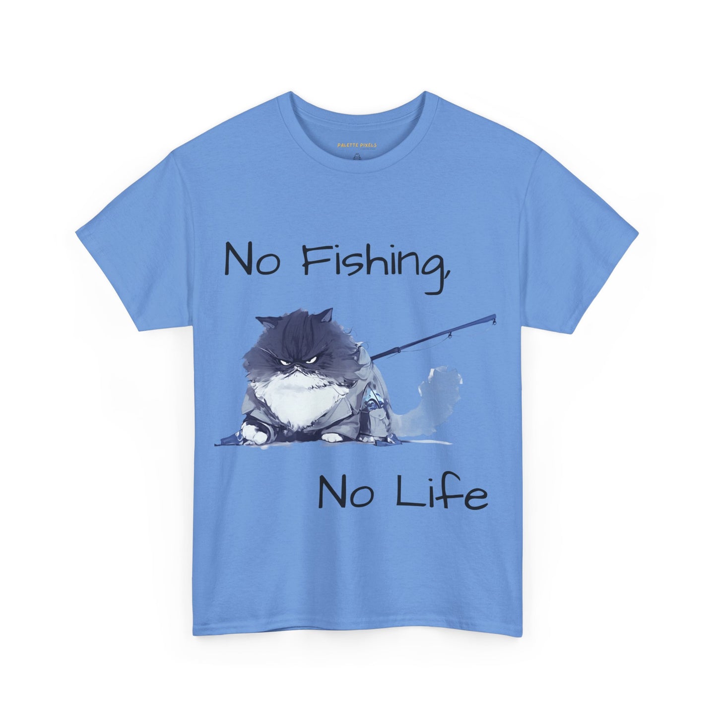 Unisex Heavy Cotton Tee "No Fishing No Life" Fishing Cat T-Shirt