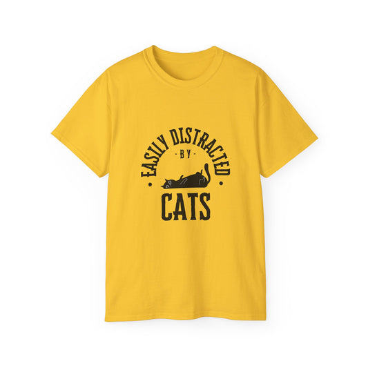 Unisex Ultra Cotton Tee "Easily Distracted by Cats" T-Shirt