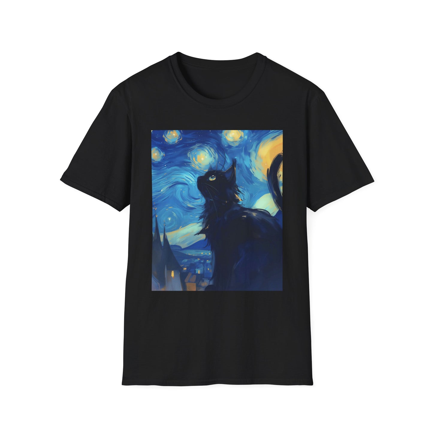 Unisex Softstyle T-Shirt "Cat in Starry Night"