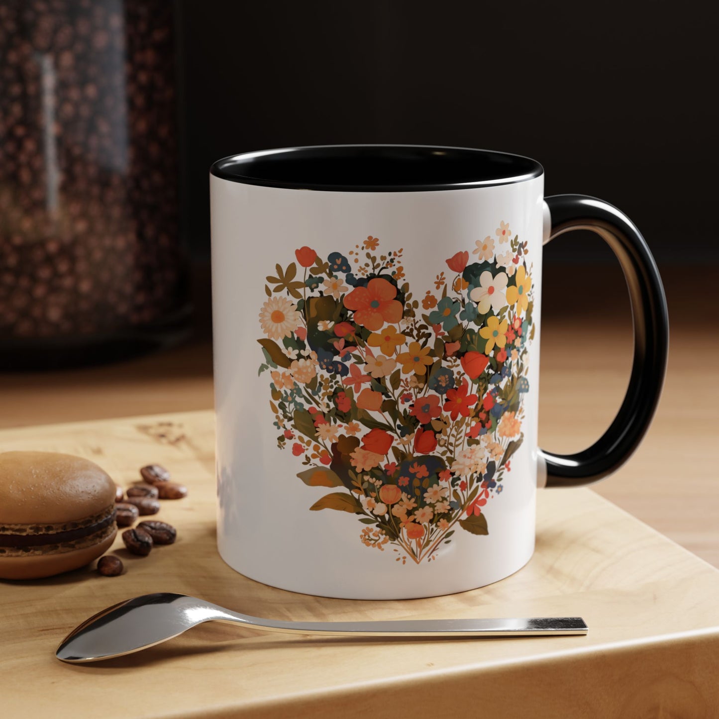 Accent Coffee Mug (11, 15oz) "Heart Flower"