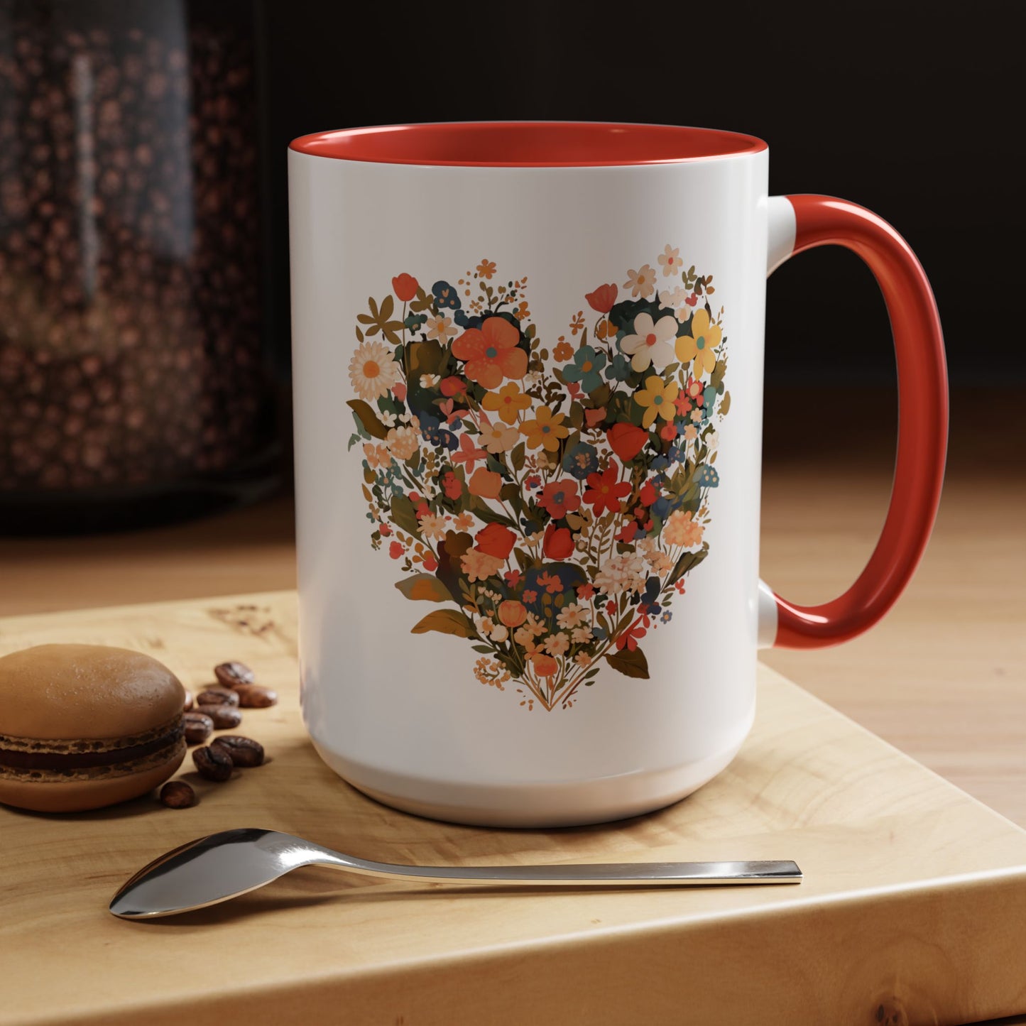 Accent Coffee Mug (11, 15oz) "Heart Flower"