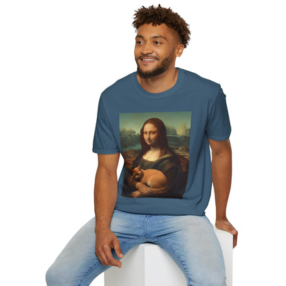 Unisex Softstyle T-Shirt "Mona Lisa and the Cat"