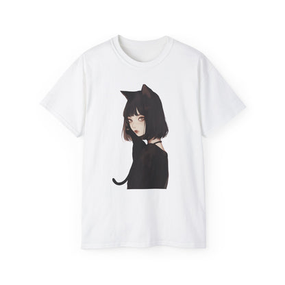 Unisex Ultra Cotton Tee "Woman with Black Cat" T-Shirt Halloween Series