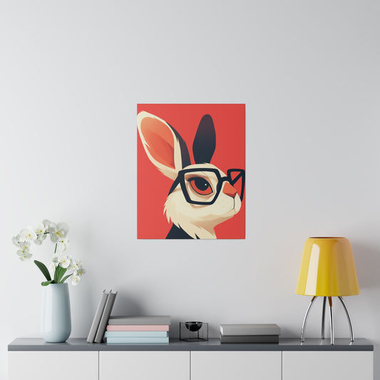 Matte Canvas "Rabbit with Glasses" Stretched, 0.75"