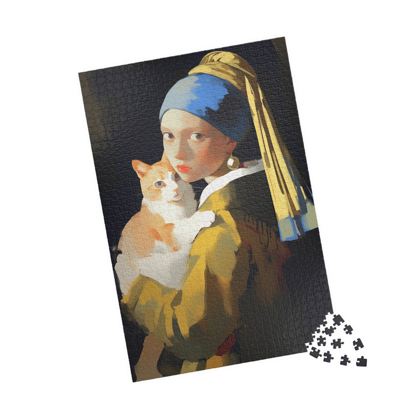 Jigsaw Puzzle "Cat and a Girl with a Pearl Earring" (520, 1014-piece)