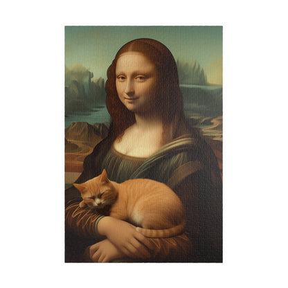 Jigsaw Puzzle "Mona Lisa and the Cat" (520, 1014-piece) Joke Art Series