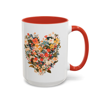 Accent Coffee Mug (11, 15oz) "Heart Flower"