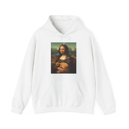 Unisex Heavy Blend™ Hooded Sweatshirt "Mona Lisa and the Cat" Joke Art Series