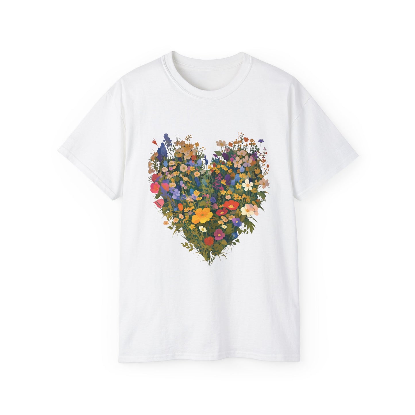 Unisex Ultra Cotton Tee "Botanical Flower Heart" T-Shirt