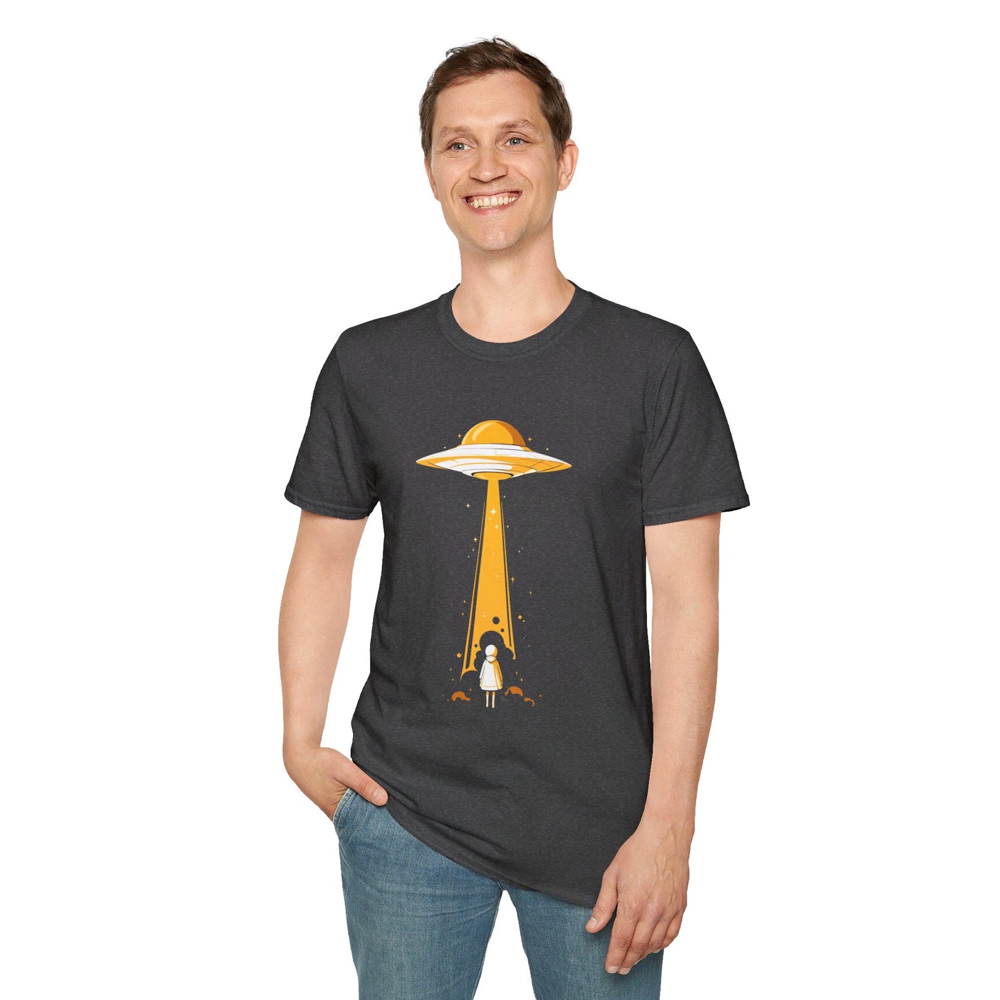 Unisex Softstyle T-Shirt "UFO and Girl"