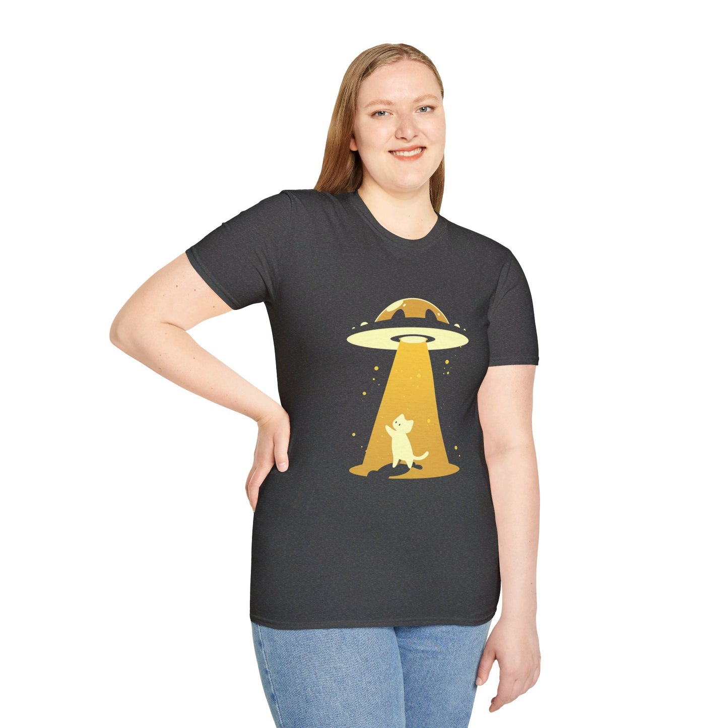 Unisex Softstyle T-Shirt "UFO and Cat"