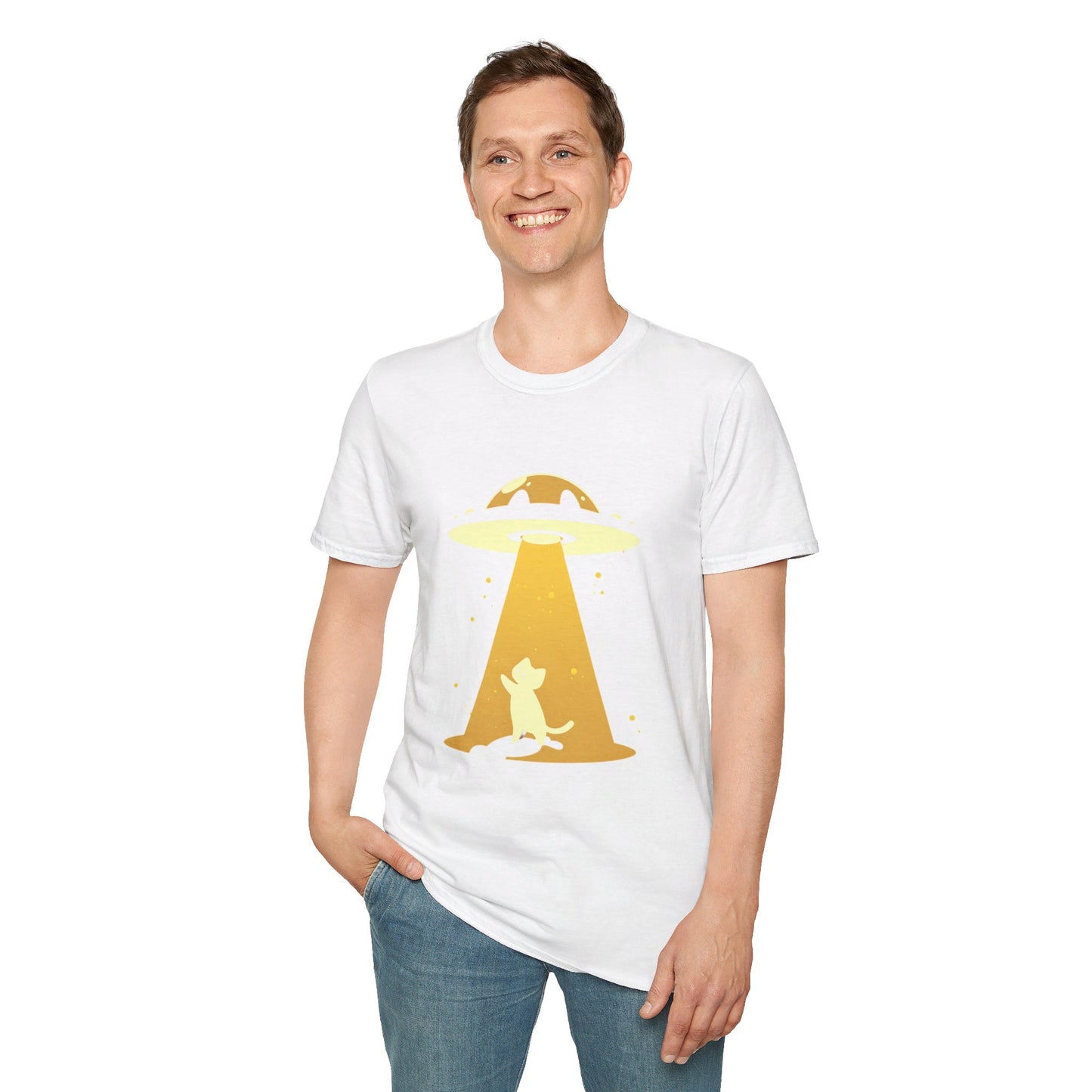 Unisex Softstyle T-Shirt "UFO and Cat"