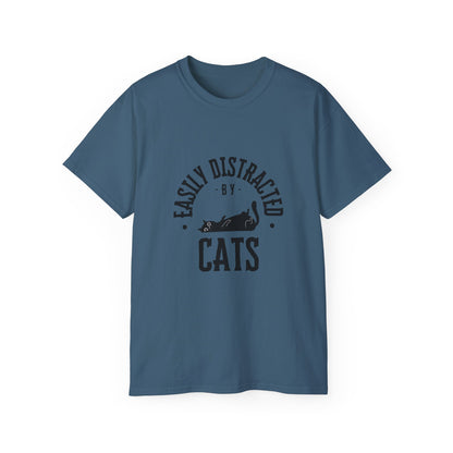 Unisex Ultra Cotton Tee "Easily Distracted by Cats" T-Shirt