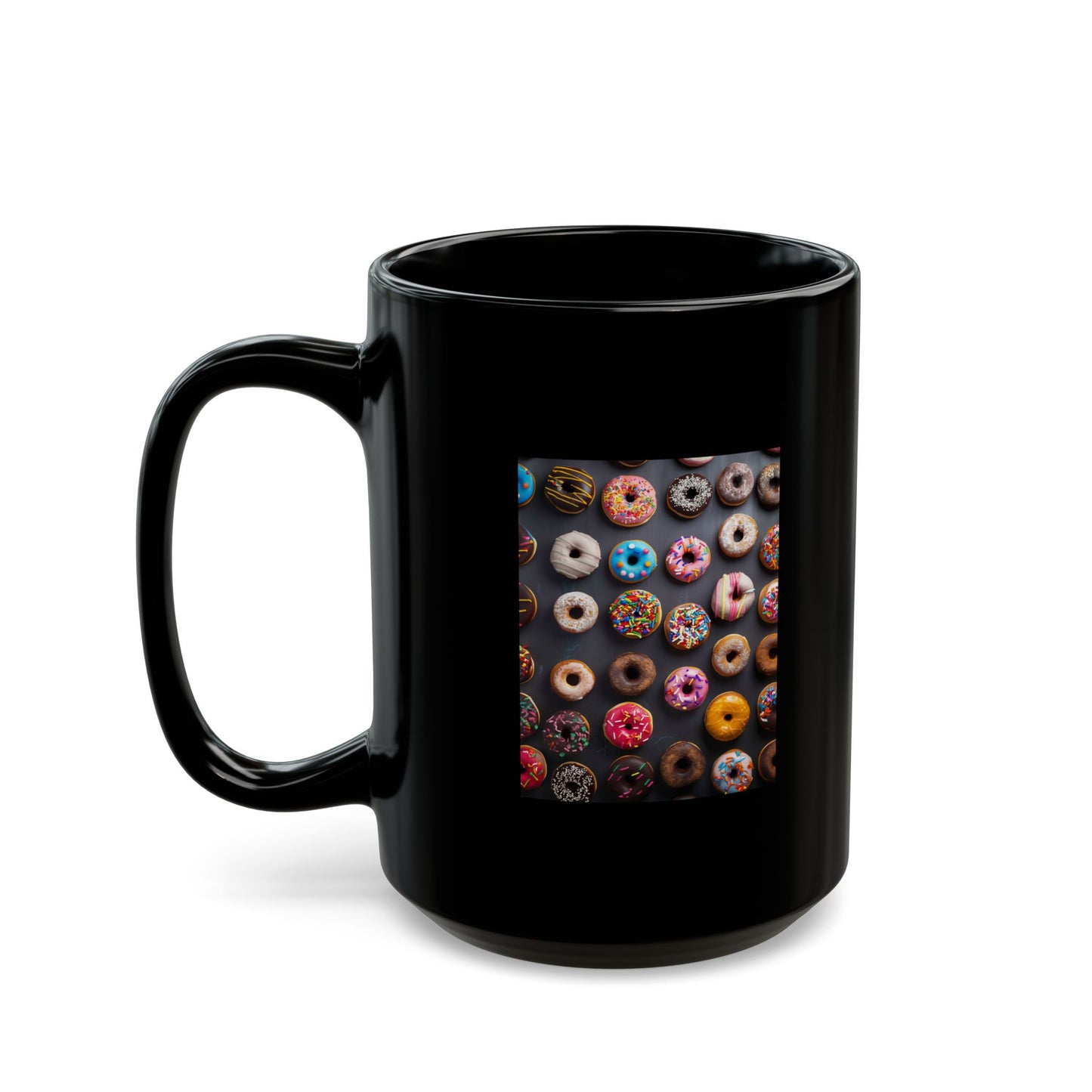 Black Mug "Dreamy Donuts" (11oz, 15oz)